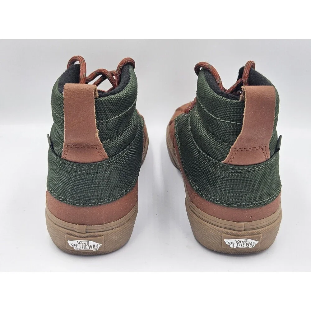 Vans Sk8 Hightop Leather Green Canvas Boots Women’s Size 8 / Men’s 6.5